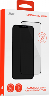 Защитное стекло uBear Ext. Nano Antibact для iPhone 13 Pro Max, черная рамка